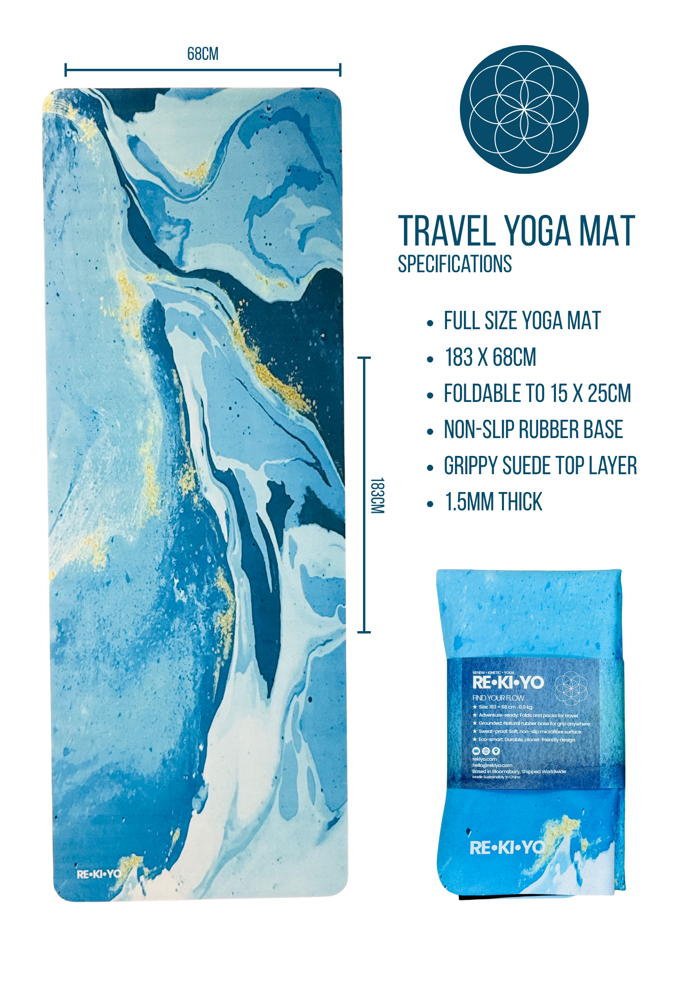 Travel Yoga Mat - MARBLE